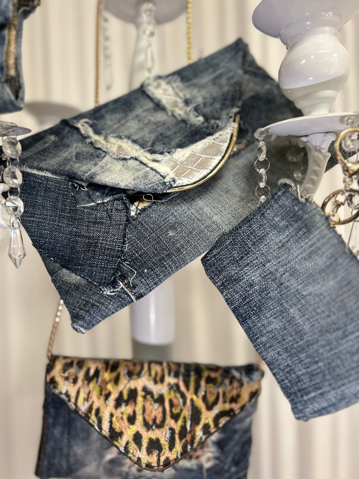 Upcycled Denim Peekaboo Clutch