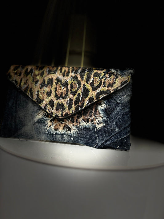 Upcycled Denim Peekaboo Clutch
